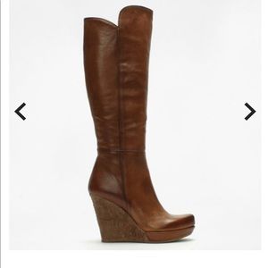 Daniel tan knee high wedge boots